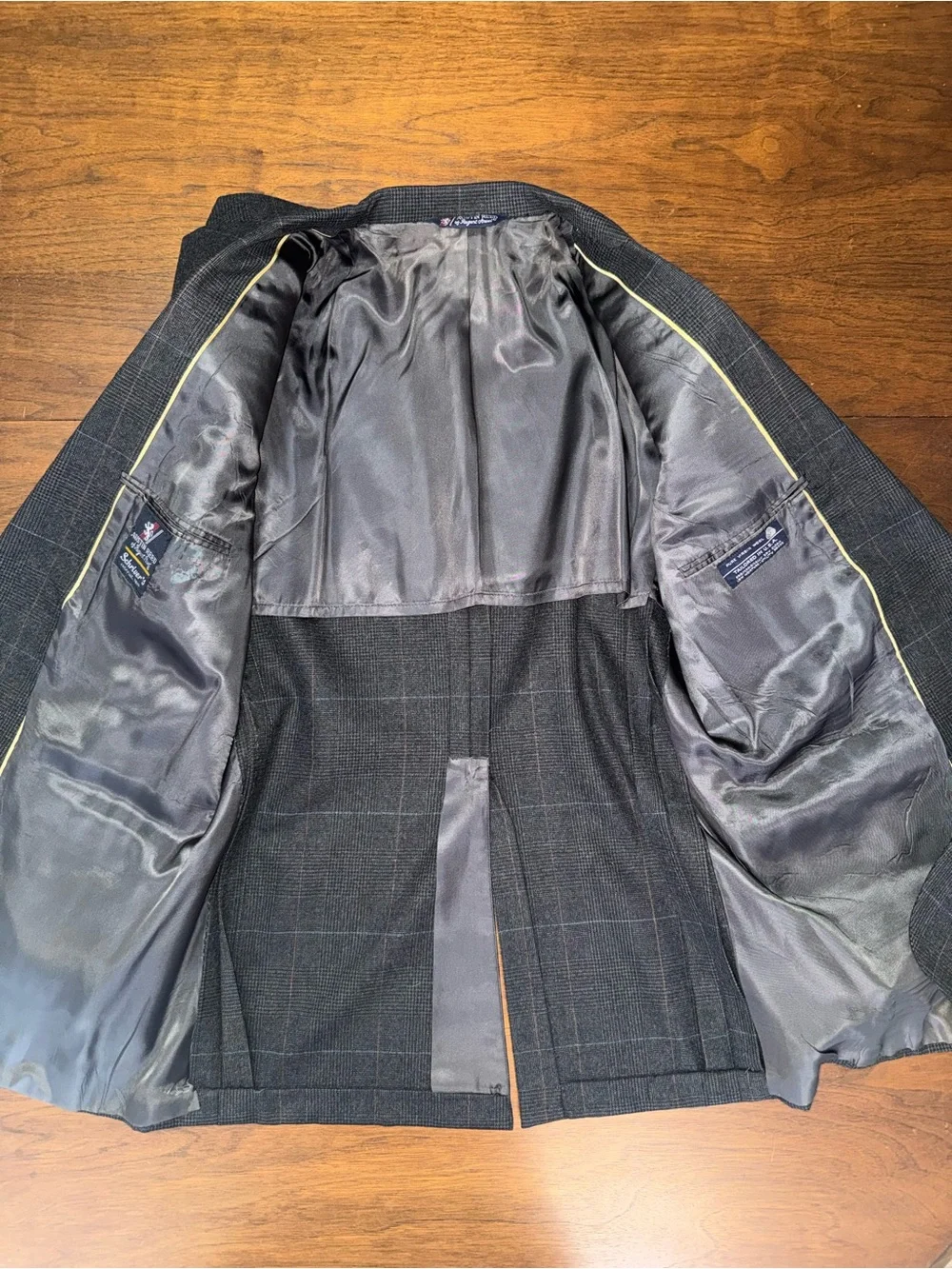 Austin Reed Charcoal Windowpane Suit Set Retro Vintage Bespoke Sports Coat Pants